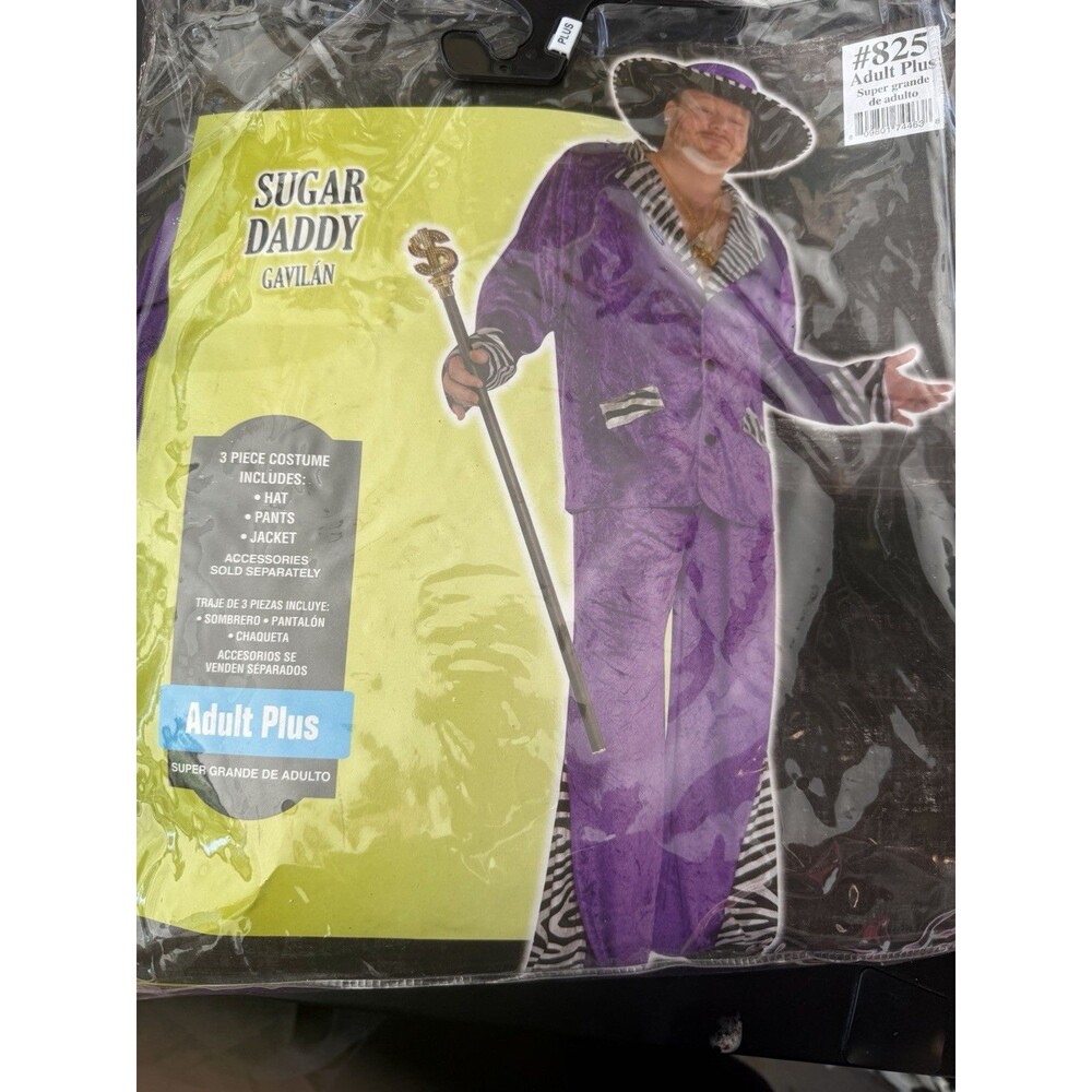 Spirit Halloween Pimp Costume Purple Jacket/Pants/Accessories Size XL